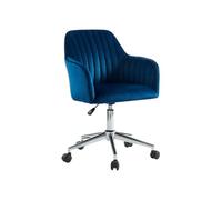 Vente-unique - Chaise de Bureau - Velours - Bleu et argenté - Hauteur réglable - Eleana