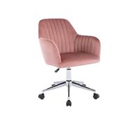 Vente-unique - Chaise de Bureau - Velours - Rose et argenté - Hauteur réglable - Eleana