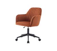 Chaise de bureau - Velours - Terracotta et noir - Hauteur réglable - ELEANA