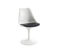 Vente-unique - Chaise pivotante en polypropyléne, Simili et Acier - Blanc et Noir - XAFY - Salle à Manger