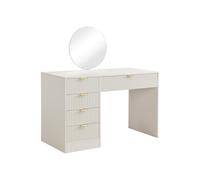 Coiffeuse avec miroir à LEDs - 5 tiroirs - Beige et doré - OLENYRA