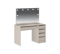 Coiffeuse avec miroir à LEDs - 5 tiroirs - Beige - JENEMI