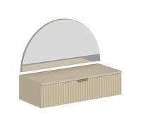 Vente-unique - Coiffeuse Suspendue avec Miroir et LEDs - 1 tiroir - Beige - FRALYN
