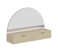 Vente-unique - Coiffeuse Suspendue avec Miroir et LEDs - 2 tiroirs - Beige - FRALYN