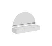 Coiffeuse suspendue avec miroir et LEDs - 2 tiroirs - Blanc - FRALYN