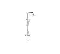 Vente-unique - Colonne de douche en acier inoxydable avec tablette - Brush nickel - Hauteur réglable - JIZEO