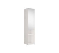 Vente-unique - Colonne de Rangement pour lit escamotable - avec Miroir et penderie - 1 Porte et 2 niches - Blanc - MOVELINO