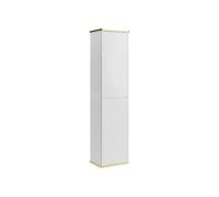 Vente-unique - Colonne de Salle de Bain Suspendue striée liseré doré - Blanc - H140 cm - KELIZA