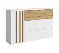 Vente-unique - Commode 3 tiroirs et 1 Porte - Coloris : Naturel et Blanc - TUNALO