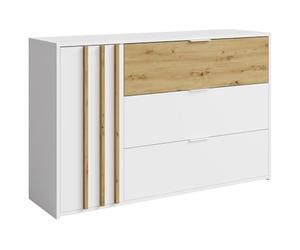 Vente-unique - Commode 3 tiroirs et 1 Porte - Coloris : Naturel et Blanc - TUNALO