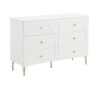 Commode 6 tiroirs - Blanc et doré - ALOBARA