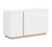 Vente-unique - Commode 6 tiroirs - Blanc et Naturel - Napoli II