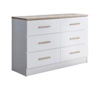 Vente-unique - Commode 6 tiroirs - Blanc et Naturel - SKAIDO