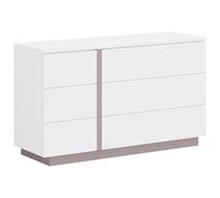 Vente-unique - Commode 6 tiroirs - Blanc et Taupe - Napoli II