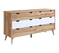 Commode 6 tiroirs - Coloris : Naturel et blanc - LURVIA