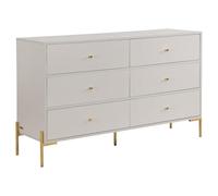Vente-unique - Commode 6 tiroirs - MDF et métal - Beige et doré - MILAVIA