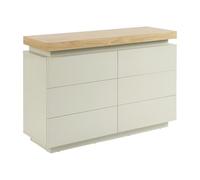 Vente-unique - Commode - 6 tiroirs - MDF laqué - avec LEDs - Coloris : Naturel et Beige - Halo