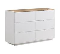 Vente-unique - Commode Amani - 6 tiroirs - MDF - Blanc laqué et Chêne