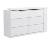 Vente-unique-Commode Coiffeuse 6 tiroirs et 3 niches - Blanc - BOPANIA