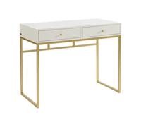Vente-unique - Console avec 2 tiroirs en MDF - Blanc et doré - CODENIO