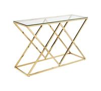 Vente-unique - Console Charlotte - Verre trempé et Acier - Doré