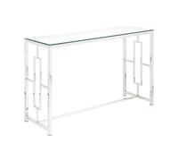 Vente-unique - Console Clotilde - Verre trempé et Acier - Chromé