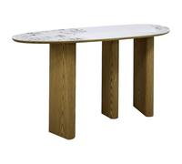 Console en céramique et MDF - Naturel et effet marbre blanc - MODREYO