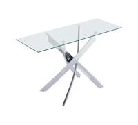 Vente-unique - Console en Verre trempé et métal chromé - Transparent - Cosima