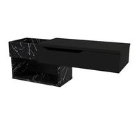 Vente-unique - Console Suspendue avec 1 tiroir et 2 niches - Effet marbre Noir - DAREKA