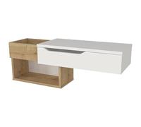 Vente-unique - Console Suspendue avec 1 tiroir et 2 niches - Naturel et Blanc - DAREKA
