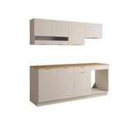 Vente-unique - Cuisine compléte - avec Plan de Travail 200 cm - Beige et Naturel - CARMEO