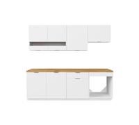 Vente-unique - Cuisine compléte - avec Plan de Travail 200 cm - Blanc et Naturel - CARMEO