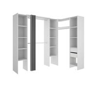 Vente-unique - Dressing d'angle Extensible Dorian - L164/234 cm - Blanc et Gris