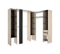 Vente-unique - Dressing d'angle Extensible Dorian - L164/234 cm - Chêne et Anthracite
