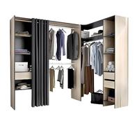 Dressing d'angle extensible GONTRAN - L164/214 cm - Chêne et anthracite