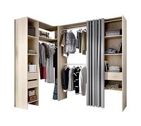 Dressing d'angle extensible GONTRAN - L164/214 cm - Chêne et gris