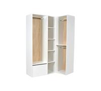 Dressing d'angle modulable - L144,5 cm - Blanc et naturel - TAMOKA
