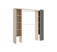 Vente-Unique Dressing extensible DORIAN avec rideau - L110/180 cm - Coloris : Chêne et gris