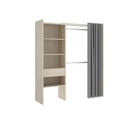 Vente-Unique - Dressing Extensible Laurent - L.110/160 cm - Coloris : Chêne et Gris