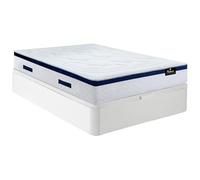 Vente-unique - Ensemble 140 x 190 cm sommier Coffre Blanc + Matelas Hybride Ressorts ensachés ép.30cm - Marquis de Palacio