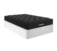 Vente-unique - Ensemble 140 x 190 cm sommier Coffre Blanc + Matelas Ressorts ensachés surmatelas intégré ép.28cm - Black Dream de YSMÉE