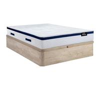 Vente-unique - Ensemble 140 x 190 cm sommier Coffre Naturel Clair + Matelas Hybride Ressorts ensachés ép.30cm- Marquis de Palacio
