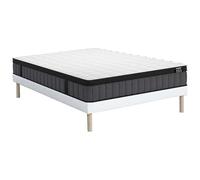 Ensemble 140 x 190 cm sommier tapissier + matelas hybride ressorts ensachés 7 zones et gel à mémoire de forme ép.25cm - TOLCA de YSMEE