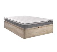 Vente-unique - Ensemble 160 x 200 cm sommier Coffre Naturel Clair + Matelas Hybride Ressorts ensachés 7 Zones et mémoire de Forme ép.30cm - Asgard de YSMÉE