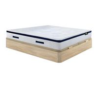 Vente-unique - Ensemble 180 x 200 cm sommier Coffre Naturel Clair + Matelas Hybride Ressorts ensachés ép.30cm - Marquis de Palacio