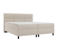 Vente-unique - Ensemble Complet boxspring tête de lit capitonnée + sommiers + Matelas + surmatelas - 2 x 80 x 200 cm - Tissu - Beige - LODI de Palacio