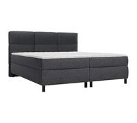 Vente-unique - Ensemble Complet boxspring tête de lit capitonnée + sommiers + Matelas + surmatelas - 2 x 80 x 200 cm - Tissu - Anthracite - LODI de Palacio