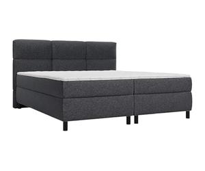 Vente-unique - Ensemble Complet boxspring tête de lit capitonnée + sommiers + Matelas + surmatelas - 2 x 90 x 200 cm - Tissu - Anthracite - LODI de Palacio