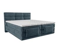 Vente-unique - Ensemble Complet boxspring tête de lit capitonnée + sommiers Relaxation électrique + Matelas + surmatelas - 2 x 90 x 200 cm - Tissu - Bleu - LODI de Palacio