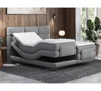 Vente-unique - Ensemble Complet boxspring tête de lit capitonnée + sommiers Relaxation électrique + Matelas + surmatelas - 2 x 90 x 200 cm - Tissu - Gris Clair - LODI de Palacio